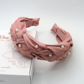 Diadema Trenzada Perlas Conexión Palo De Rosa